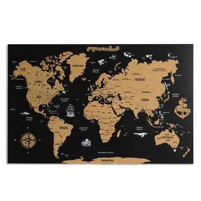 Carte du monde à punaises, art mural en bois
