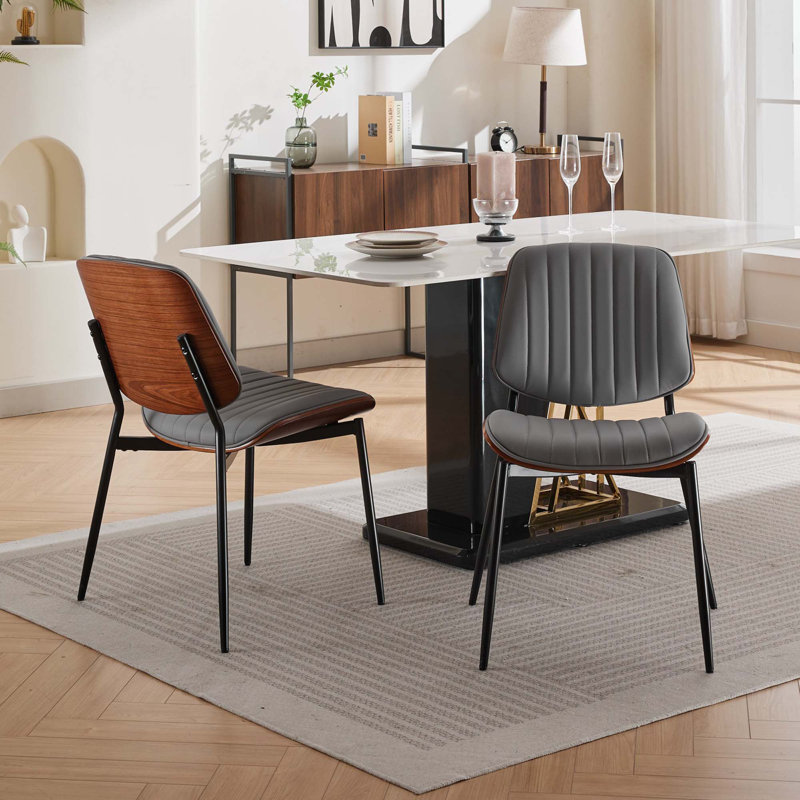 Chaises de salle à manger Mid-Century, Gris, Brun