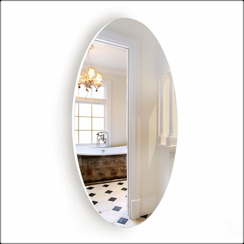 Miroir de salle de bain mural biseauté sans cadre, miroir de maquillage HD, miroir rond de 25 po