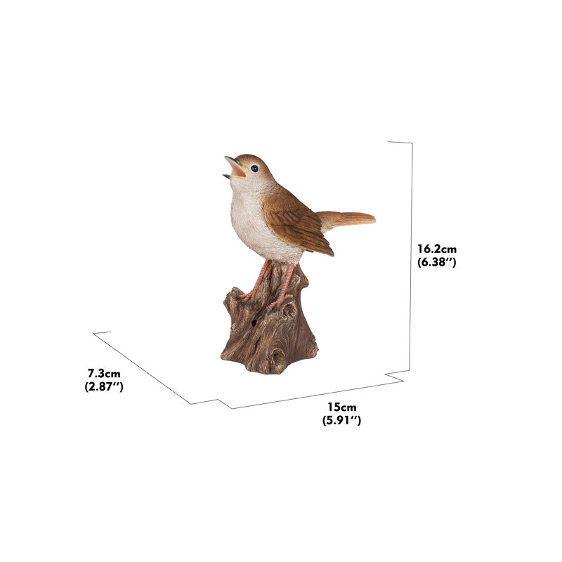 Brown Resin Motion Activated Singing Nightingale Statue
