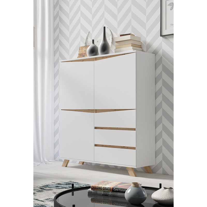 Highboard Vanderpol, White/Artisan Oak