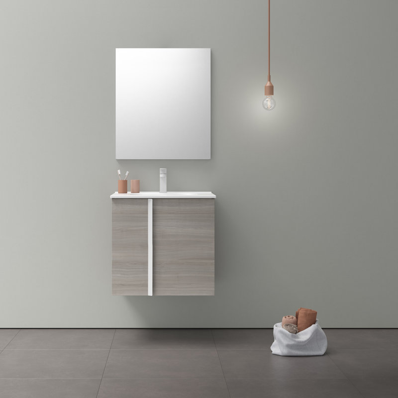Miguel 24'' Single Bathroom Vanity with Top, Sandy Gray