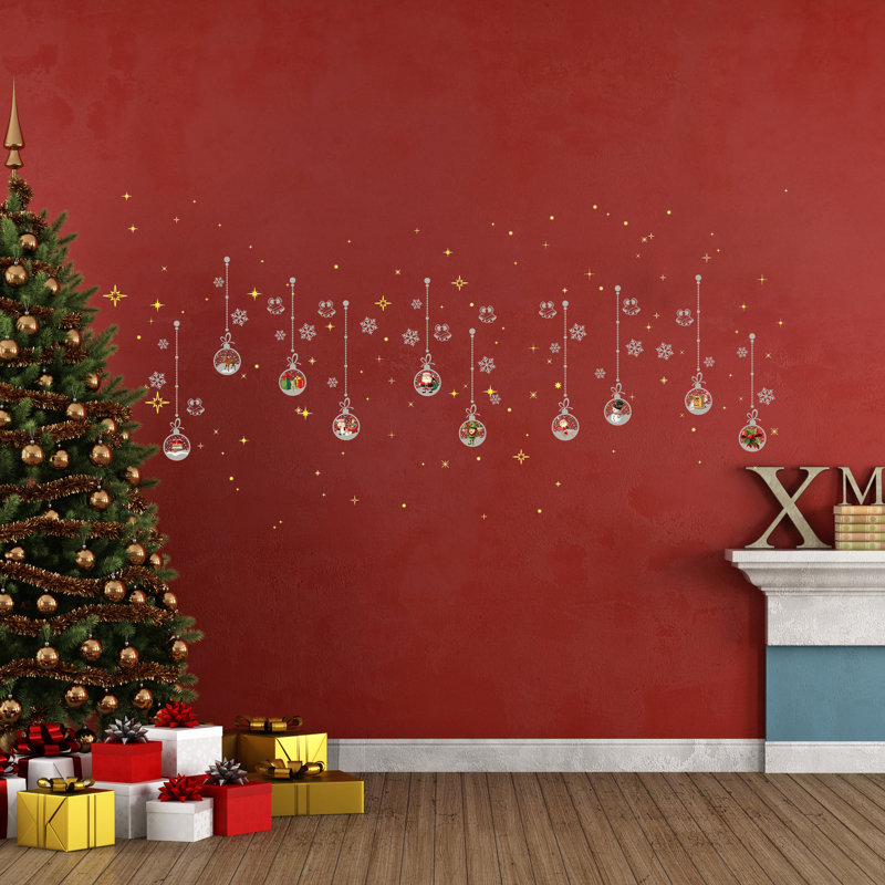Décalcomanie murale en forme de noël ornements lune & étoiles