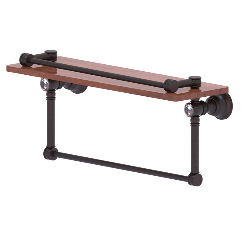 Freyja Ironwood Bracket Shelf with Towel Bar, 5.54" H x 16" W x 7.4" D, Venetian Bronze
