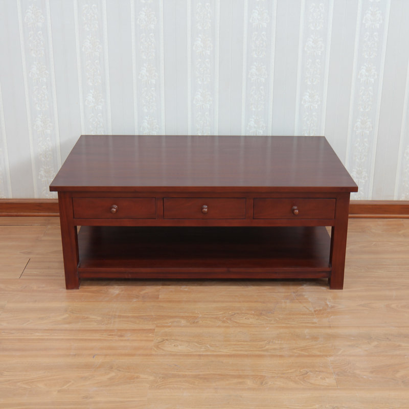 Solid Wood Four Leg Coffee Table with Storage