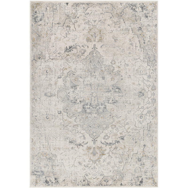 Rectangle Ozzie Oriental Machine Woven Polypropylene Area Rug in Cream, Rectangle 7'10" x 10'