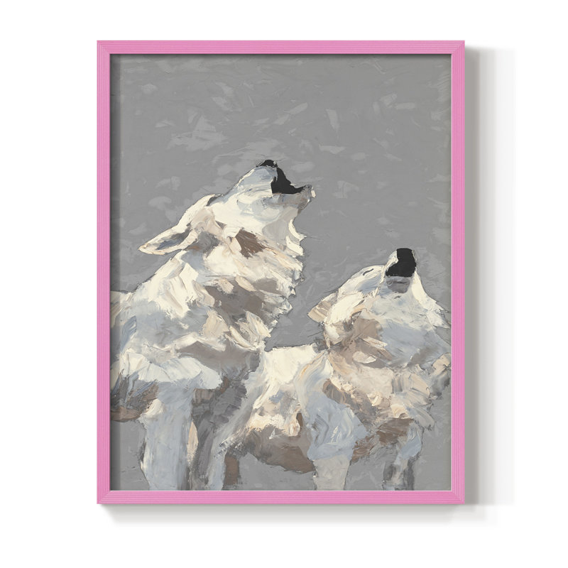 Midnight Wolves, reproduction encadrée - bois massif, Rose, H 10 po x l 8 po