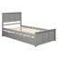 Twin Size Platform Bed With Portable Trundle In Grey - Solid Wood & Adjustable Construction