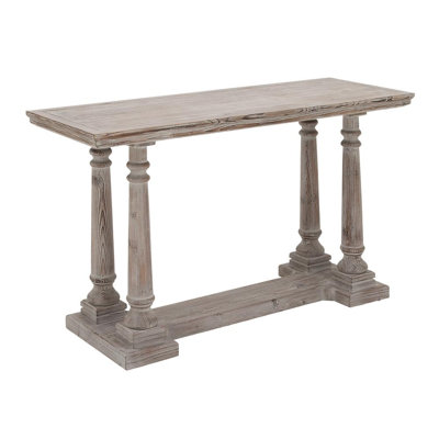 Bavory Light Brown Wood Console Table with Distressed Accents 52" x 18" x 30"