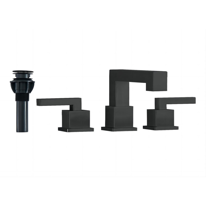 Brushed Nickel Widespread Bathroom Faucet, Waterfall Bathroom Faucets For Sink 3 Hole, 2-Handles Modern Vanity Faucet With Pop Up Drain Assembly And Lead-Free Supply Hose,8-Inch
