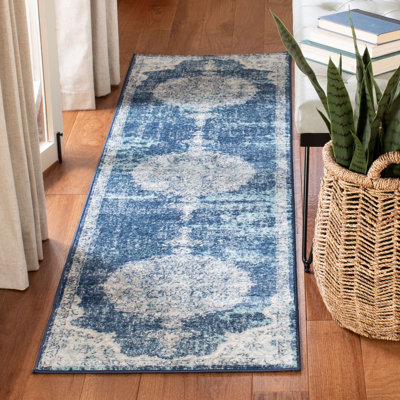 Tapis oriental bleu marine / ivoire Barcus