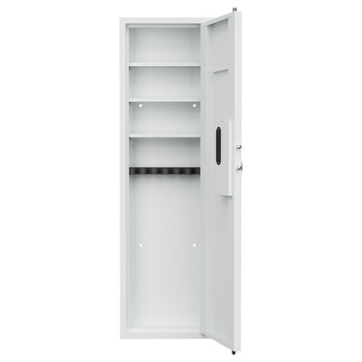 53" In Safe With High-Security Lock - Rifles & Valuables, Touch Screen, Entry, White Wall For Cash Protection Adjustable Shelves, Burglary System,