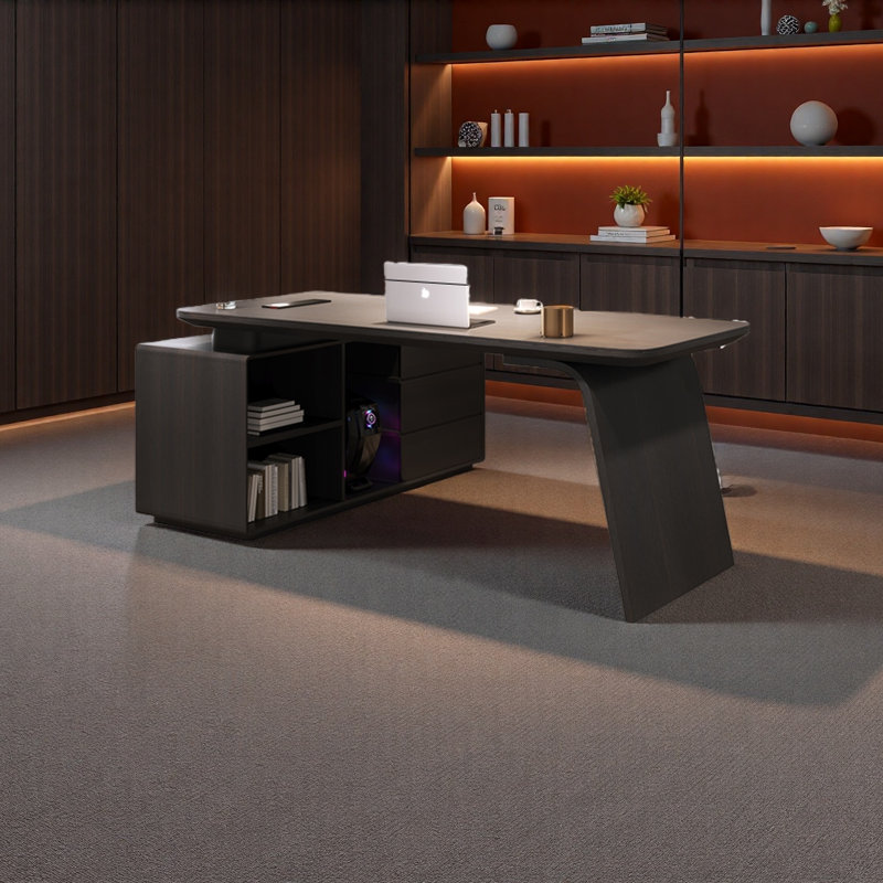 Bureau avec organisateur de douille multifonctionnel caché, H 29,52 po x l 55,11 po x P 27,55 po
