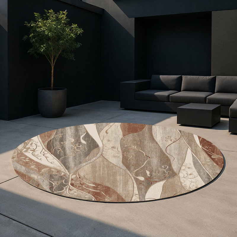 Sunset Sway Indoor And Outdoor Area Rug, Round 5'
