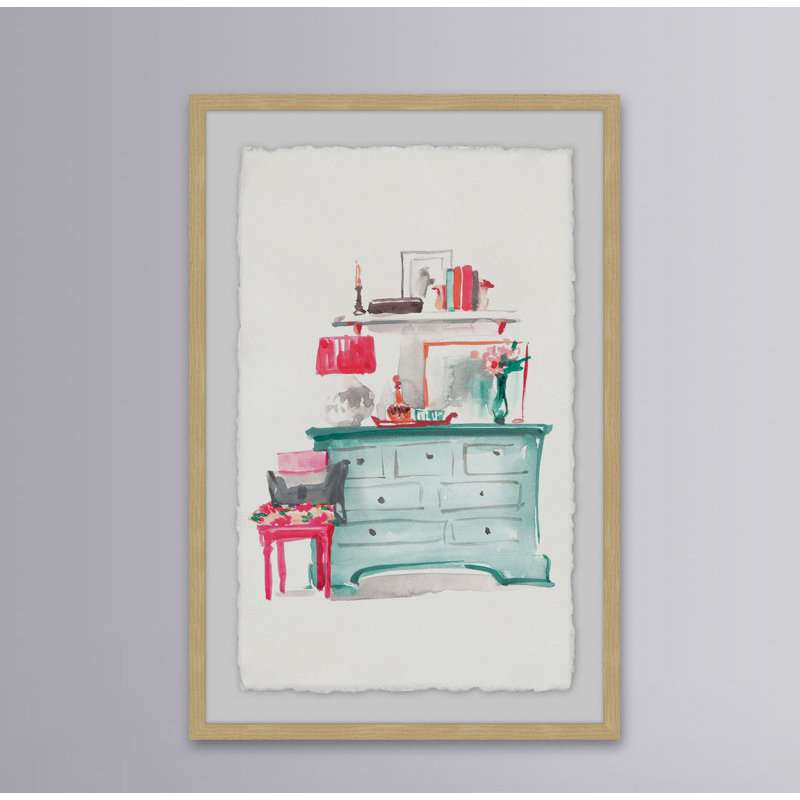 Aqua Dresser - Single Picture Frame Painting, 91 cm H x 61 cm W