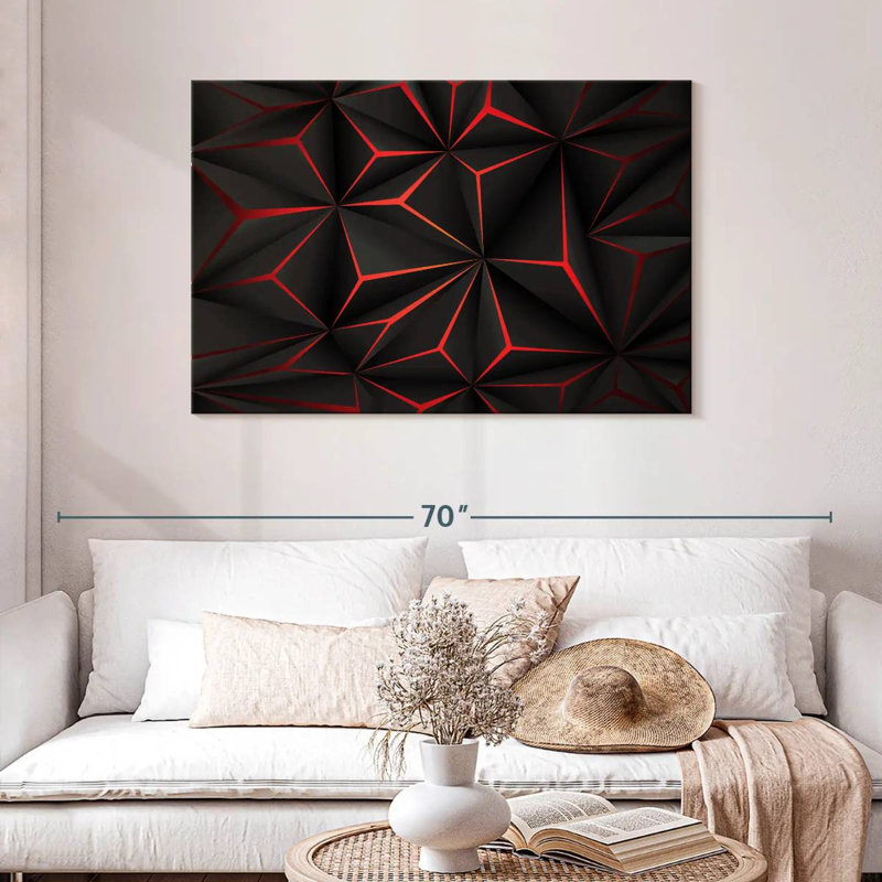 Avery abstrait noir et rouge, H 30 po x l 45 po