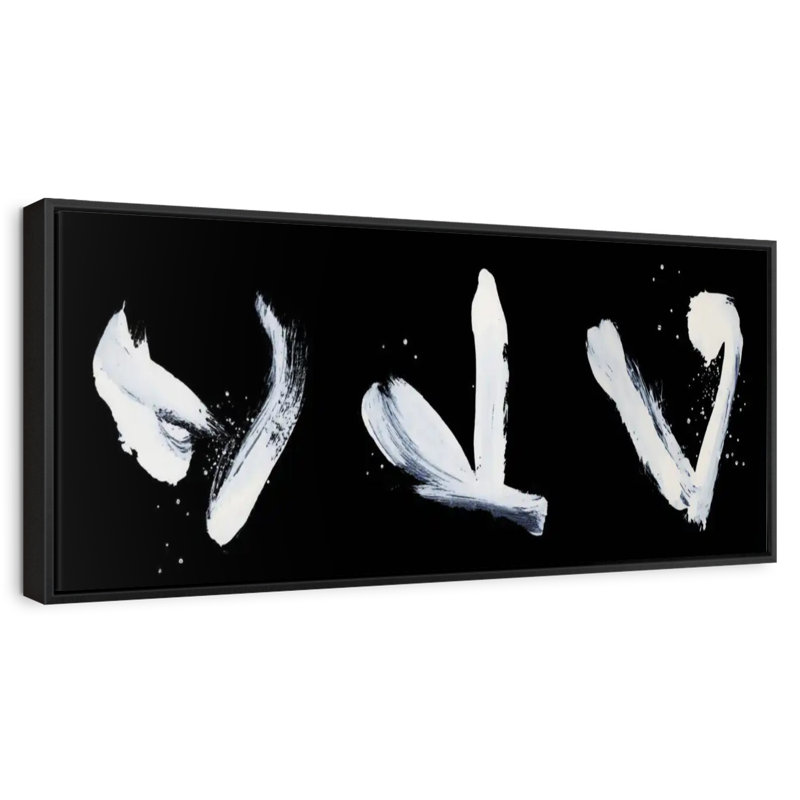 Black Wildman Strokes, 43 po x 15 po, Cadre flottant noir