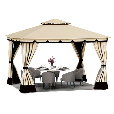 10 Ft. W x 12 Ft. D Soft Roof Gazebos Steel Patio Gazebo