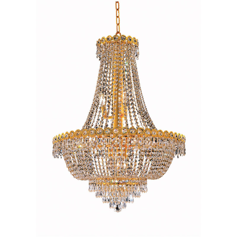 Elegant Lighting Century 12 light Gold Chandelier Clear Royal Cut Crystal, 24" / Gold / Royal Cut