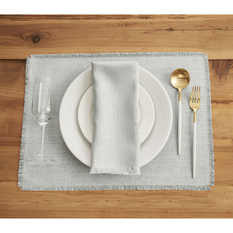 Fringe - 100% Pure Linen Dinner Napkins, Light Gray