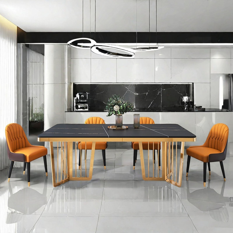 Modern light luxury rectangular dining table sets., 29.5"H x 55.1"L x 31.5"W