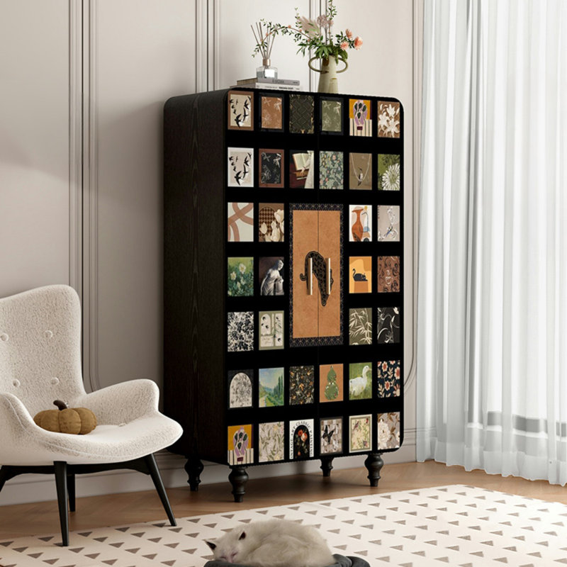 French bedroom with double open doors wardrobe