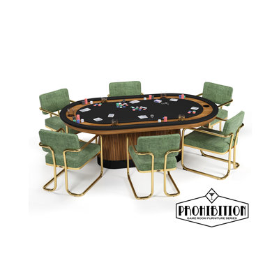 Prohibition Series  Texas Hold'em Table  With Dining Top - And Six Chairs By RAM Game Room