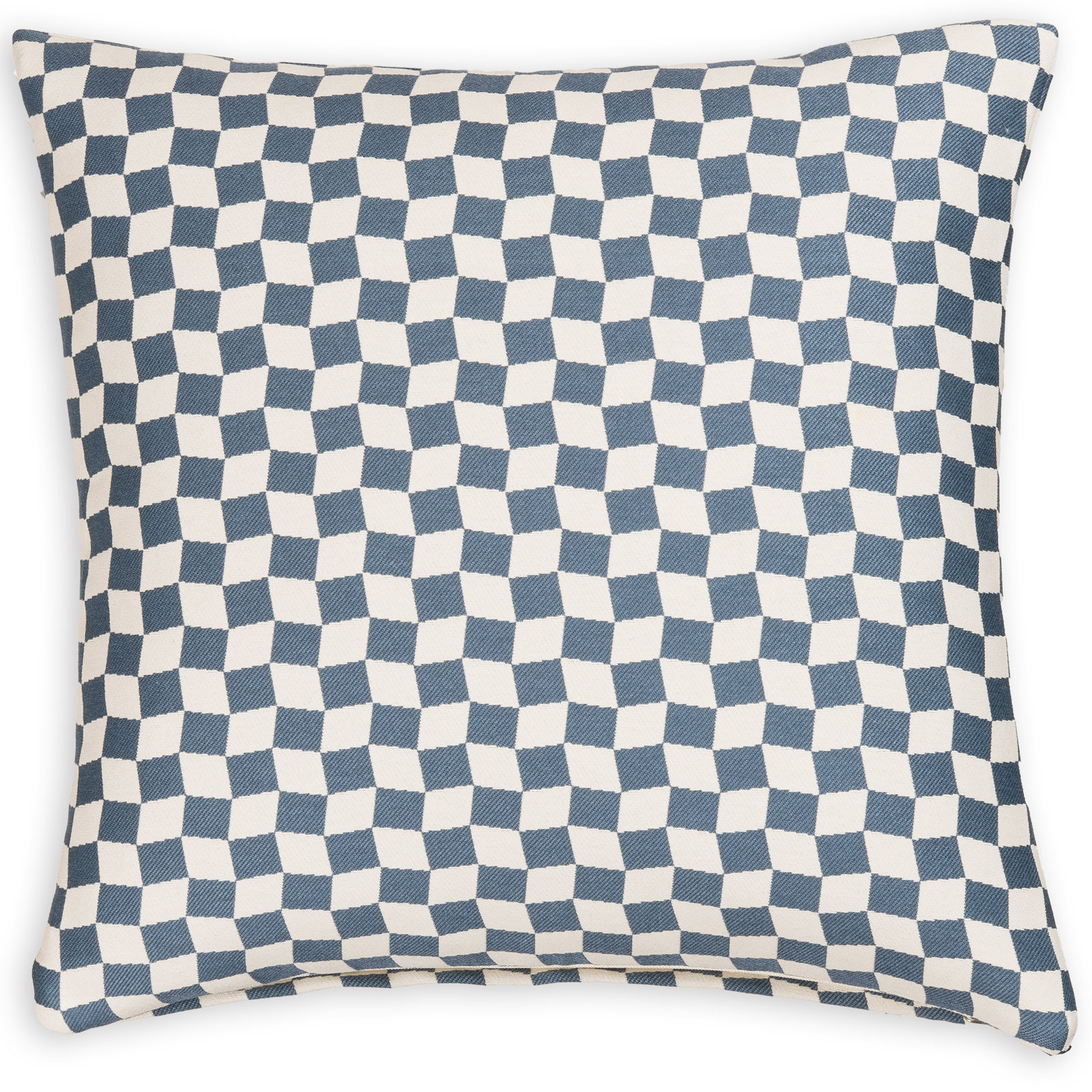Deco Arch Accent Pillow, Feather, Cream/Blue Geometric, Square 22"