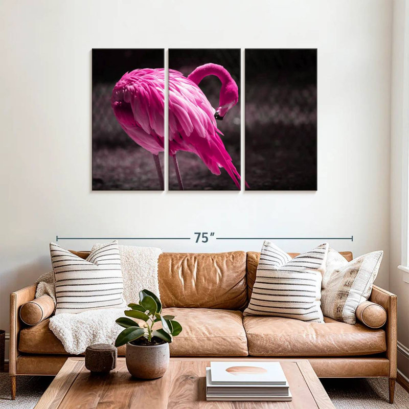 Magnifique flamant rose, H 36 po x l 57 po