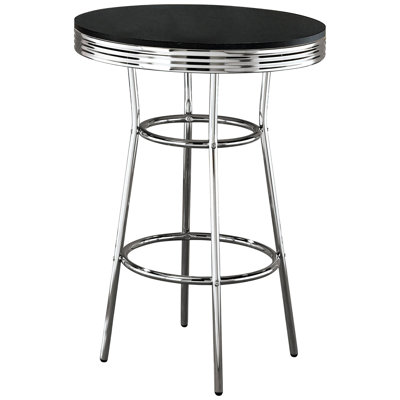 Table de bar ronde rétro, noire et, pour la salle à manger
