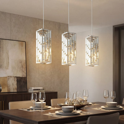 Catine - Îlot de cuisine, luminaire suspendu réglable en cristal pour îlot de cuisine