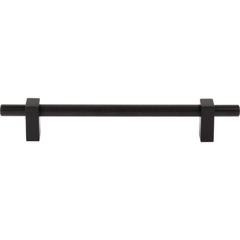 Larkin 3 Knurled Center Bar Pull, 6 5/16", Matte Black
