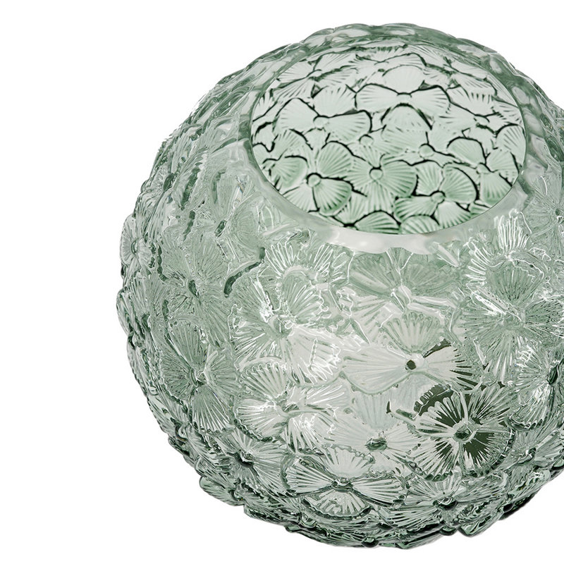 8x7"H Ombre Ball Glass Vase Flower Patterned Structure