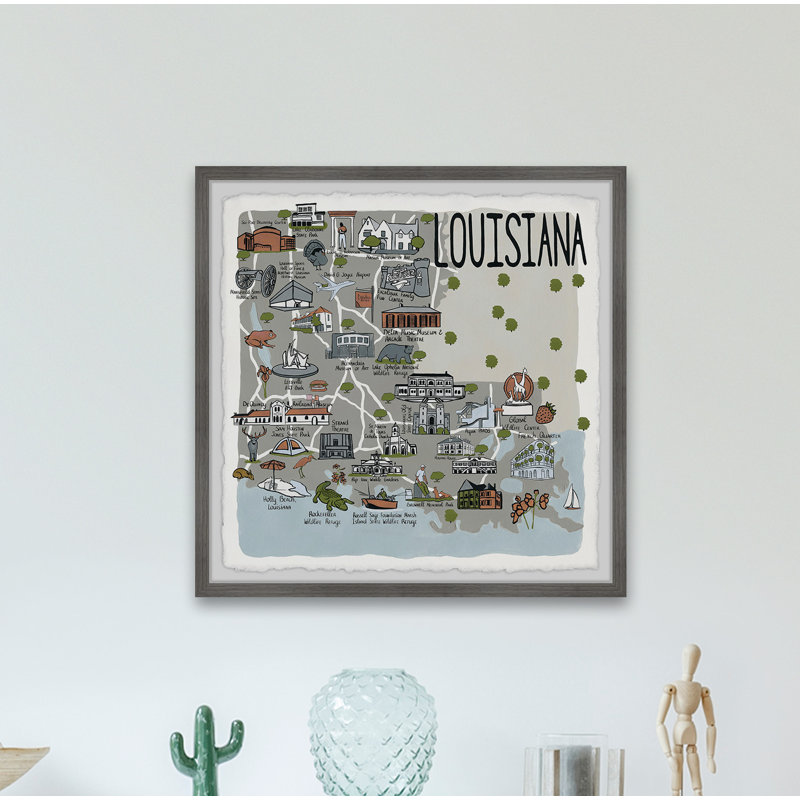 Gray Louisiana Spots - Reproduction d'art graphique sur papier encadré, H 32 po x l 32 po x P 1,5 po
