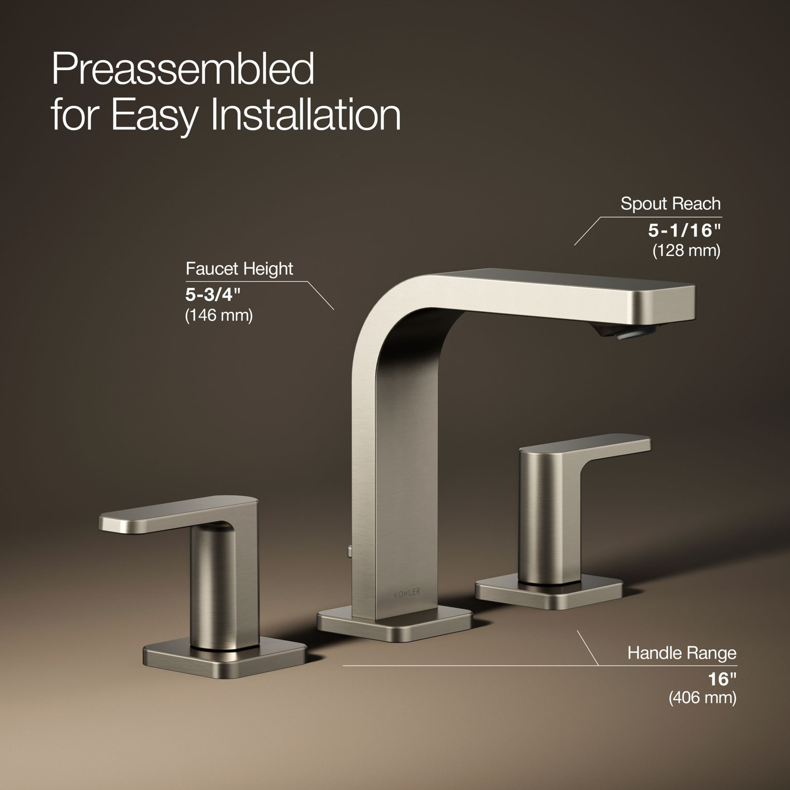 Parallel Widespread Bathroom Faucet, Vibrant Brushed Nickel, 1.2 GPM