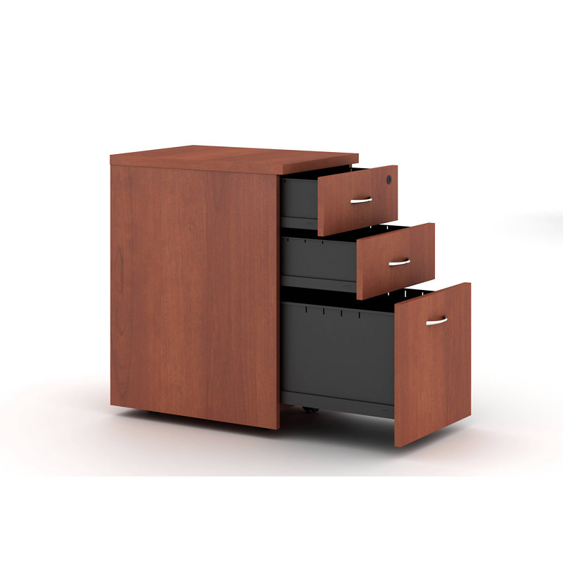 My-Hite Manufactured Wood Vertical Filing Cabinet with 3 Drawers, Secure Interlocks, Durable Casters, Cherry
