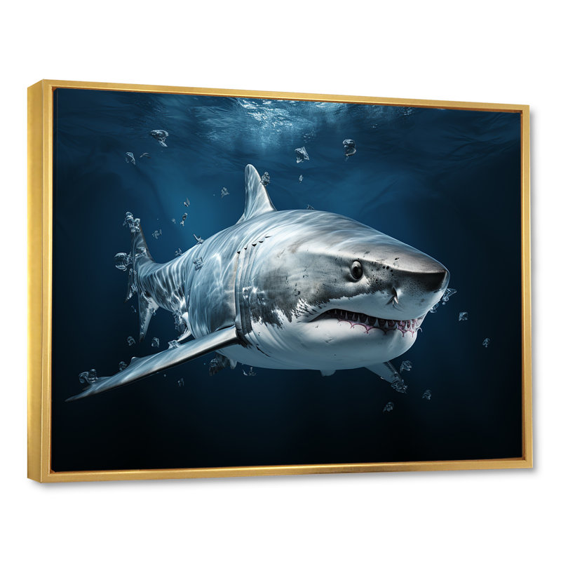 " Oceans Blue Ghost Shark Photography I ", 34" H x 44" W x 1.5" D, Gold Floater Framed