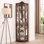 Armoire vitrée d'angle vitrée éclairée avec tablettes réglables Armoire à vin en cerisier sculpté, parfaite pour la maison ou le bureau - Cerisier foncé