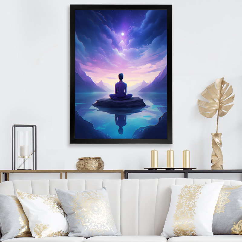 Namaste par les montagnes I - reproduction, Cadre simple noir, H 20 po x l 12 po x P 1 po