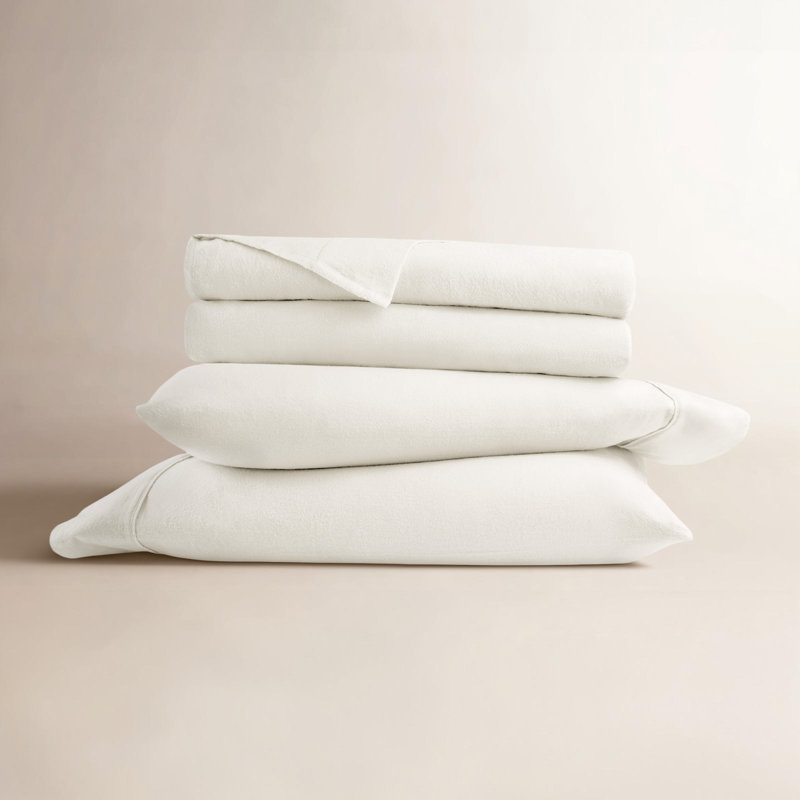 Ensemble de draps en flanelle de coton Rience, Très grand californien, Ivoire