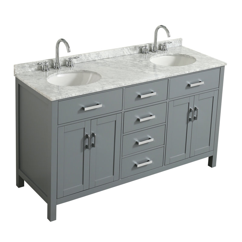 Ensemble de meuble-lavabo double 61 "Bristol, Gris
