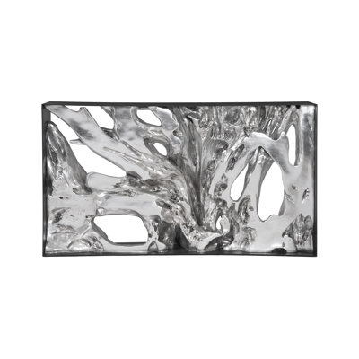Console Cast Root, structure en fer, résine, feuille d'argent