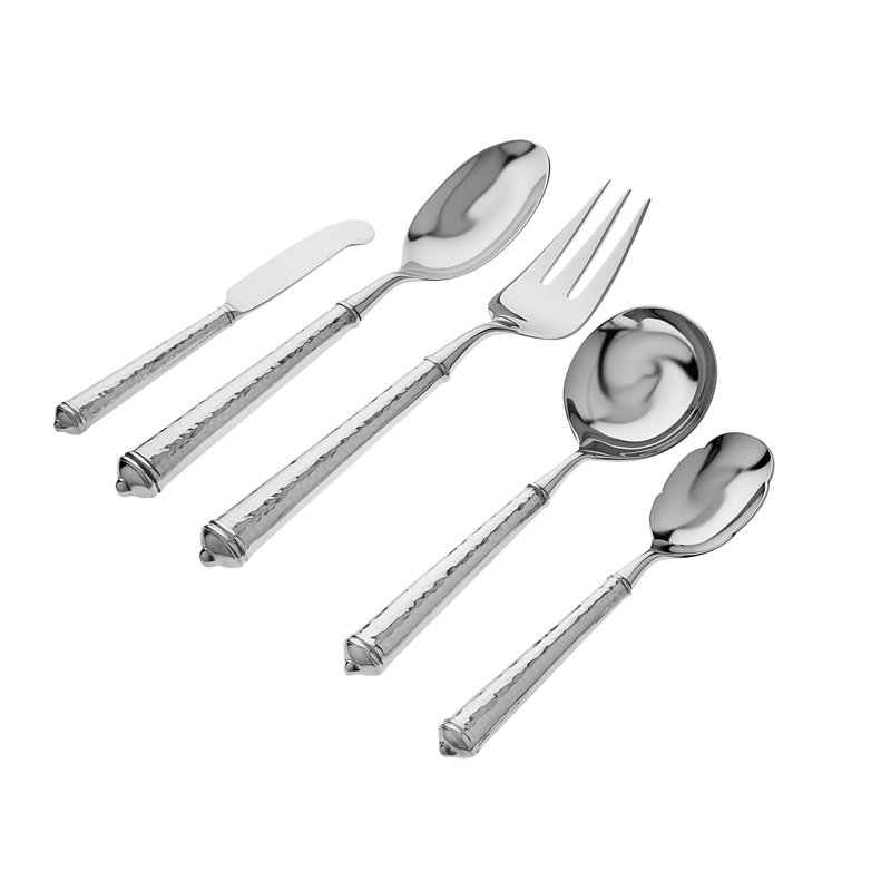 Leopardo Textured Stainless Steel 5-Piece Hostess Set