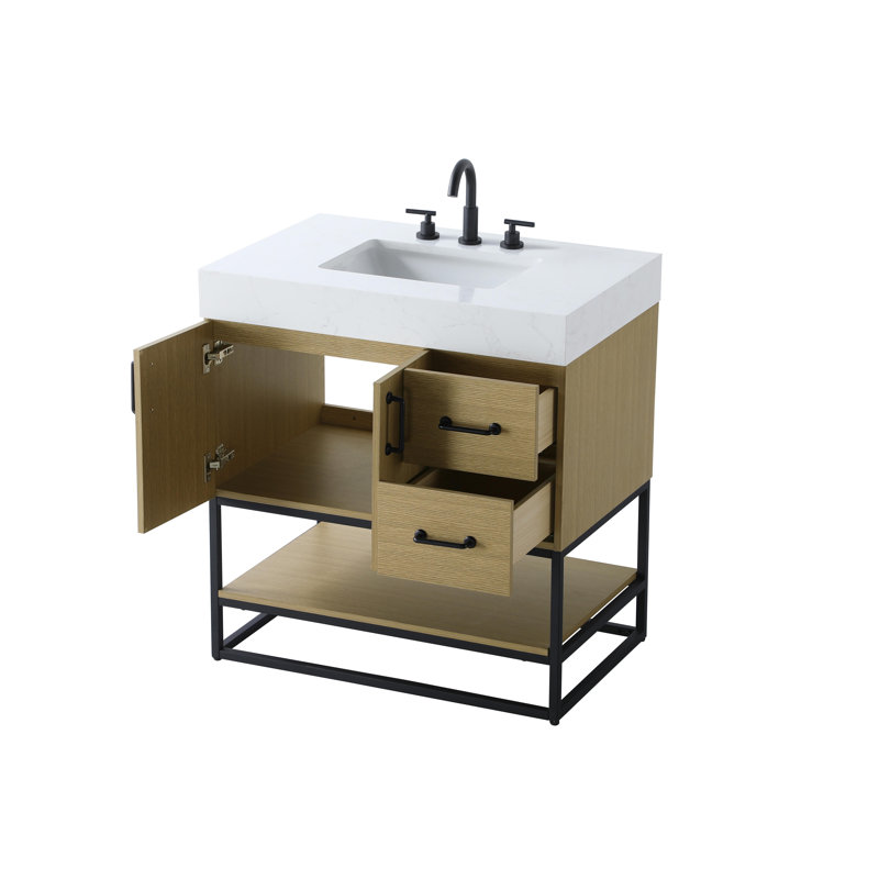 Meuble-lavabo simple 32 po, Brun miel