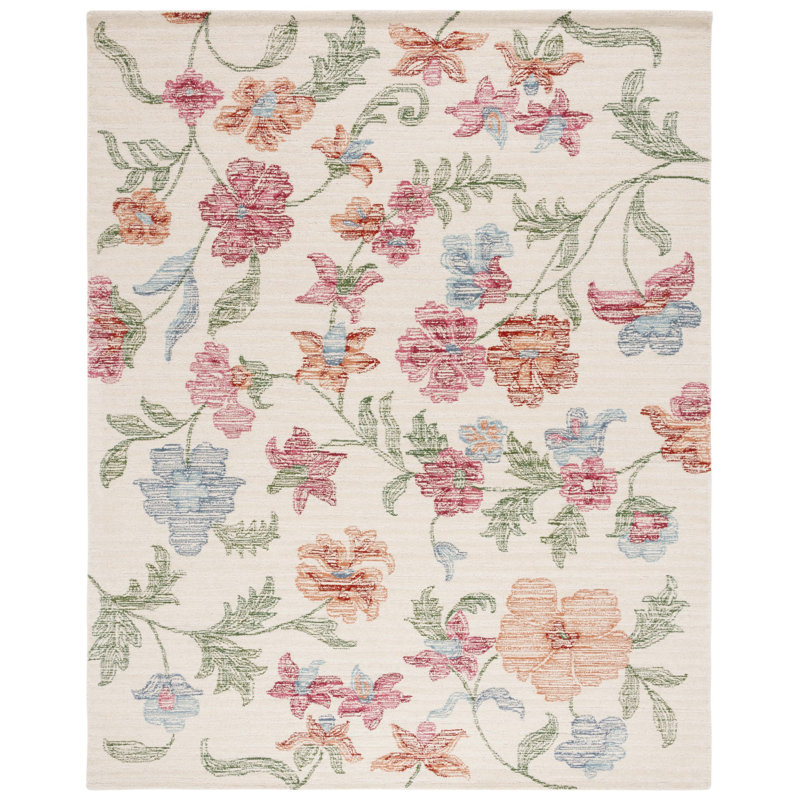 Shona Hand Tufted Wool Floral Rug, Rectangle 8' x 10'