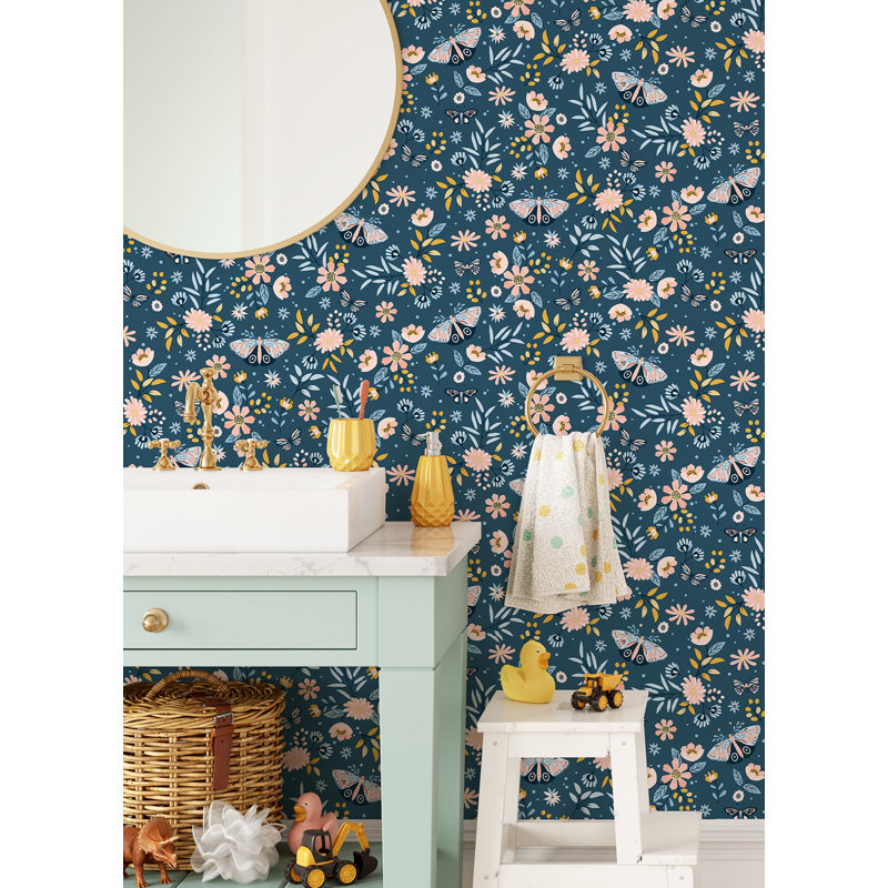 Papier peint floral Gorlest, Bleu