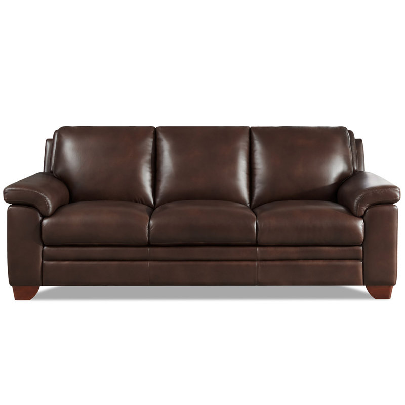 Hukill Holmgren 84'' Genuine Leather Sofa, Chestnut