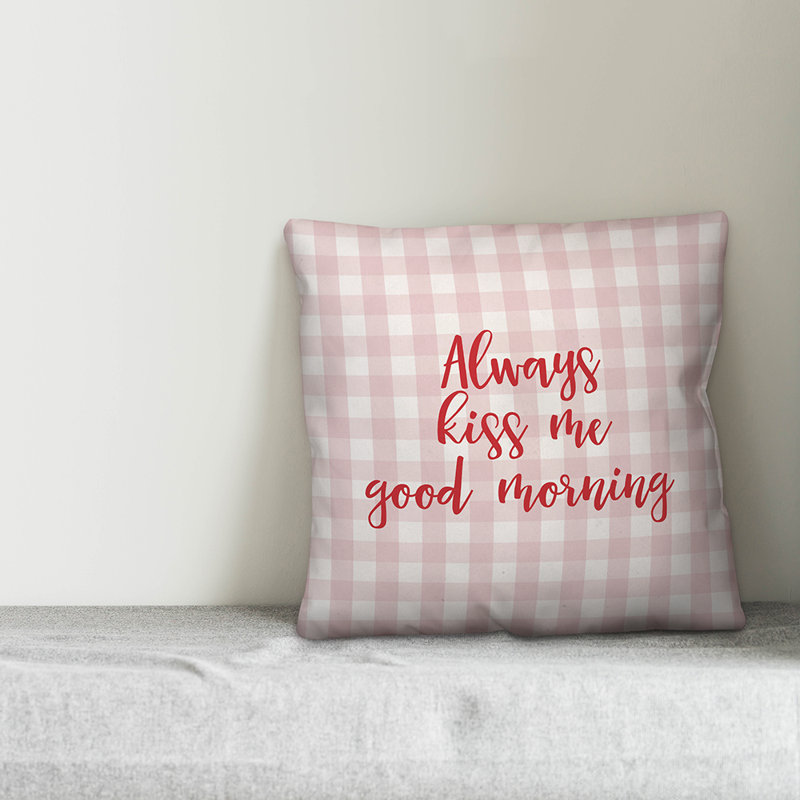  Coussin décoratif "Always Kiss Me Good Morning", Rose / Rouge, Housse de coussin