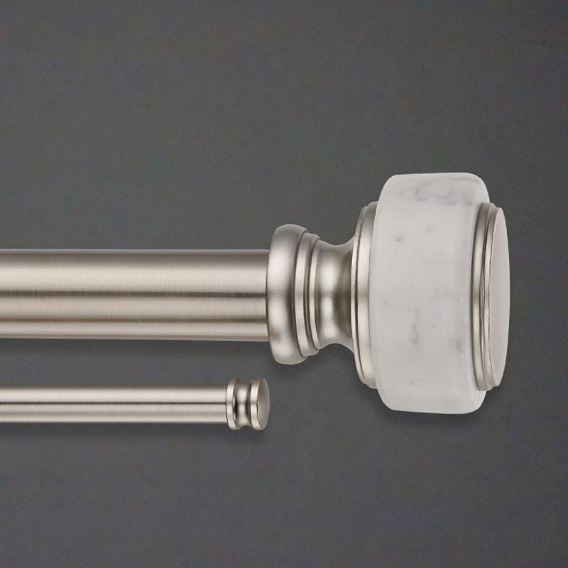 Cambria Designer Series Estate Honed Marble 1 1/2 Inch Dia. Fixed Length Double Curtain Rod, 1.5" H x 60" W x 4" D