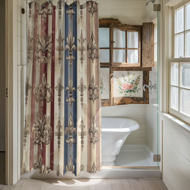 Classic Damask - Premium Shower Curtain, 74"H x 71"W